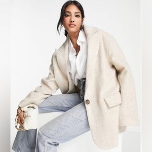 Asos design mix wool coat in cream